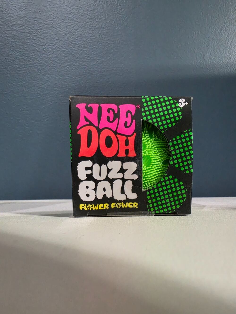 Schylling NeeDoh Fuzz Ball Flower Power Green Velvet Squeeze Toy AUTHENTIC